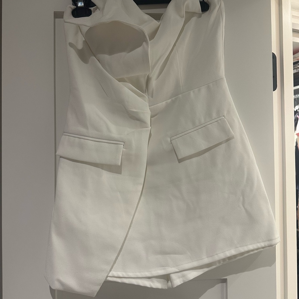 White Strapless Blazer Romper (practically new)